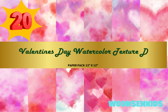 Download 20 Valentines Day Watercolor Texture D Png Kdp Digital Paper - Valentines day Collection