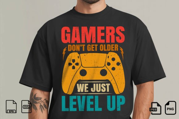 Download Gamers Level Up T-Shirt Design - Shirt Collection
