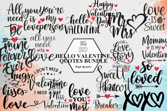 Download Hello Valentine Quotes Bundle Clipart - Valentine quotes Collection