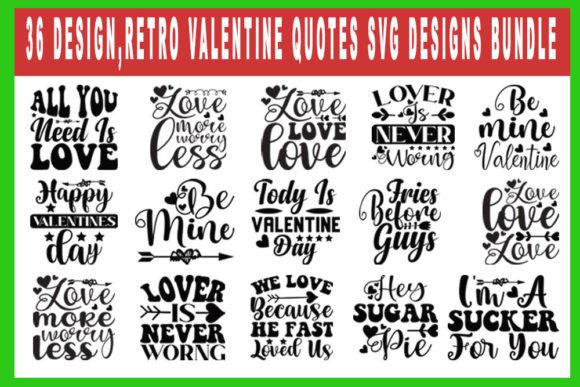 Download Retro Valentine Quotes Designs Bundle - Valentine quotes Collection