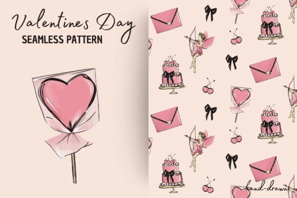 Download Coquette Valentines Day Seamless Pattern - Valentines day Collection