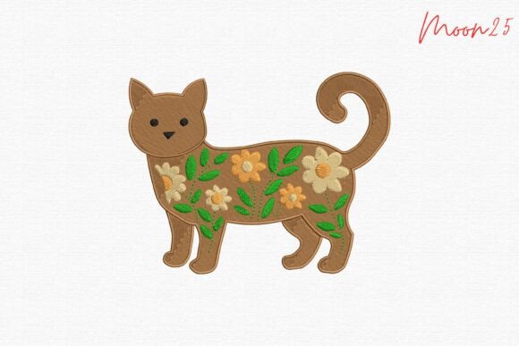 Download Floral Cat Embroidery Love Design - Love design Collection